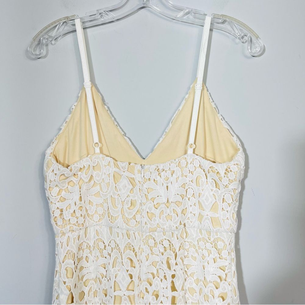 Superdown Tina Ruffle Midi Dress in White Lace Crochet Eyelet Overlay M Revolve - Picture 8 of 16